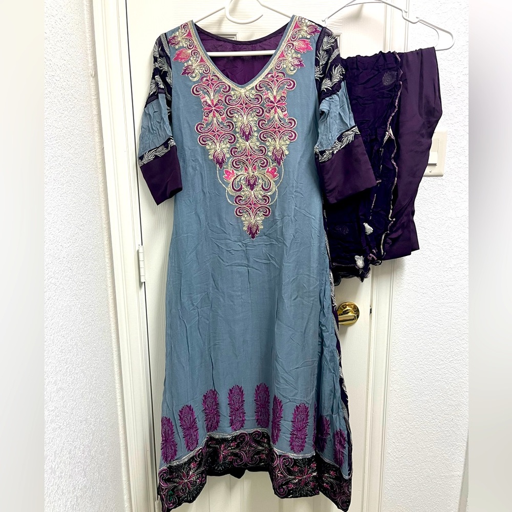Dark Purple and Gray A line frock